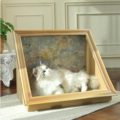 Artistic Oil Painting Cat Scratch Board & Nest