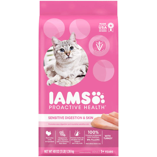 IAMS Adult Cat Food: Sensitive Digestion & Skin with Turkey